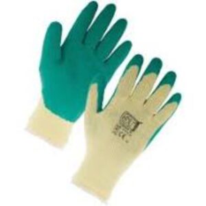 Super Touch Topaz Green Latex And Cotton Gloves - General Handling Green