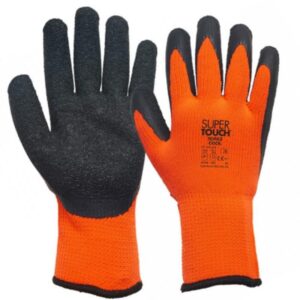 Super Touch Topaz Cool Orange/Black Latex Gloves -Heavy Duty Orange