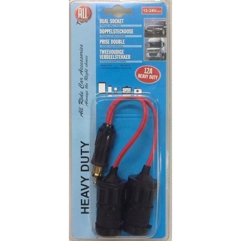 All Ride Din Plug /Double Lighter Socket Ext 12A   12/24V - Image 2
