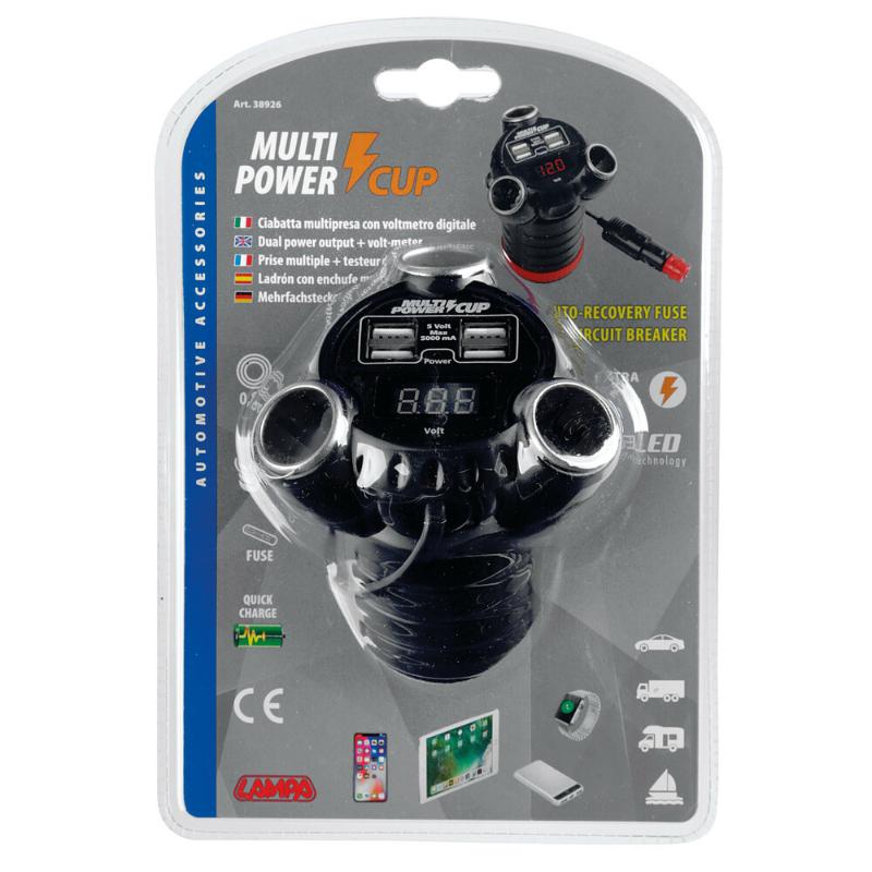Lampa 3 Way Sockets (12A) Quad USB  (5A)   12-36V - Image 2