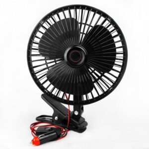 HTC 6 Oscillating Cab Fan- Black With Clip   12V